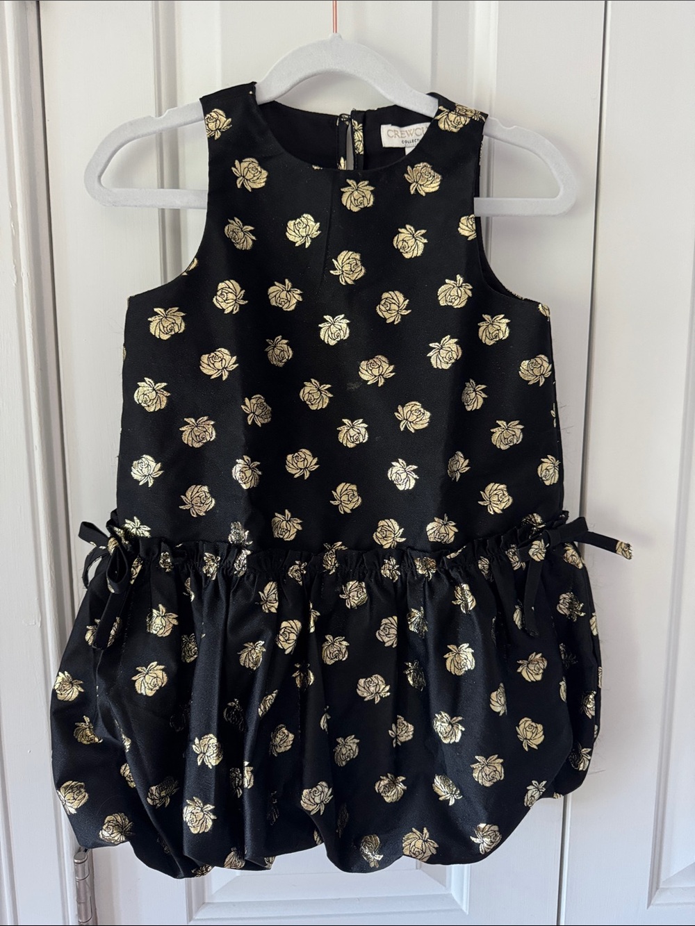 Crewcuts Black Dress with Gold Rose Print